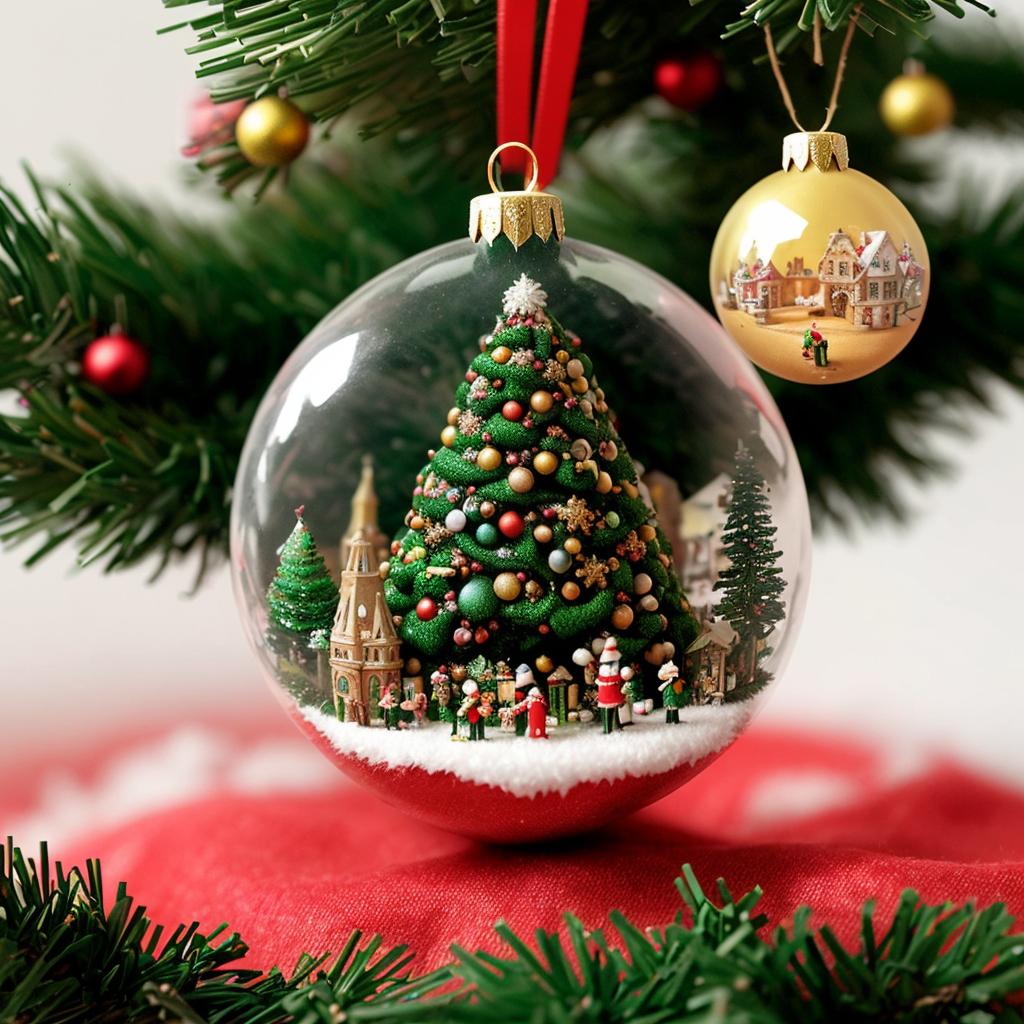 Miniature world inside a Christmas tree ornament