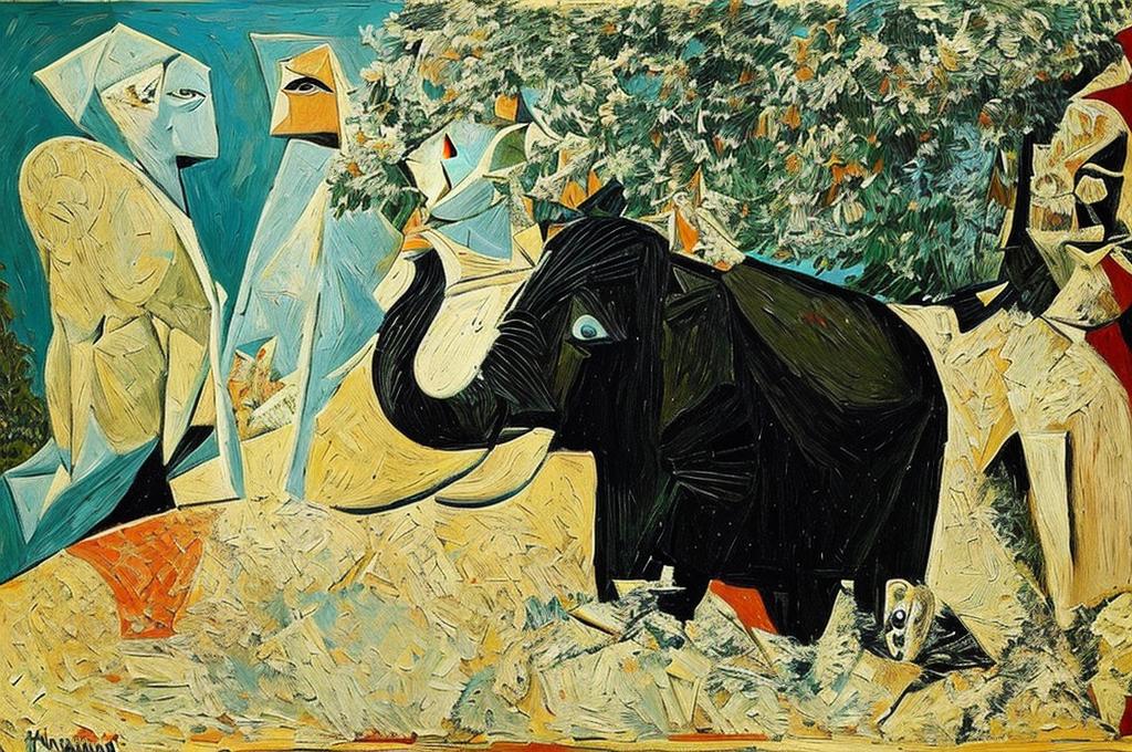 Cubism ai art elephant