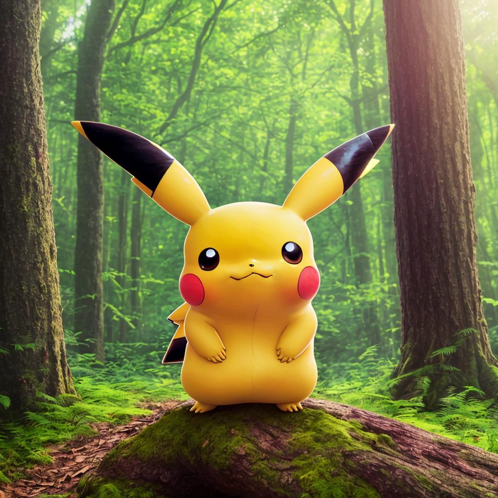 Pikachu in a vibrant forest