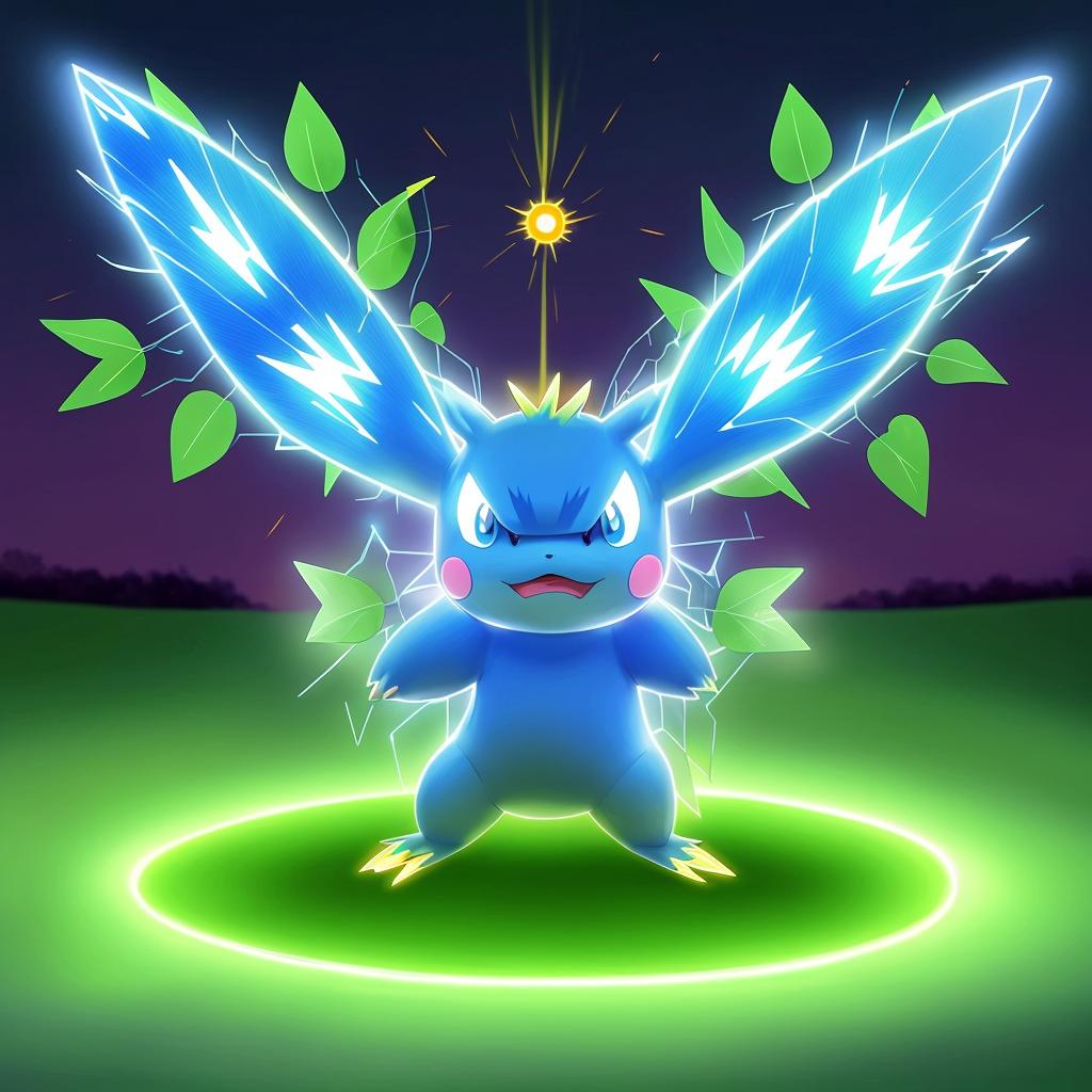 Electric Pokémon based on a living solar panel plant that stores energy in its leaves.