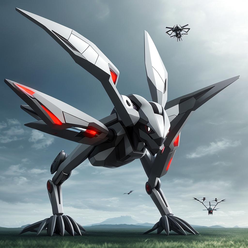 Steel Pokémon inspired by a futuristic drone that mimics a bird of prey."