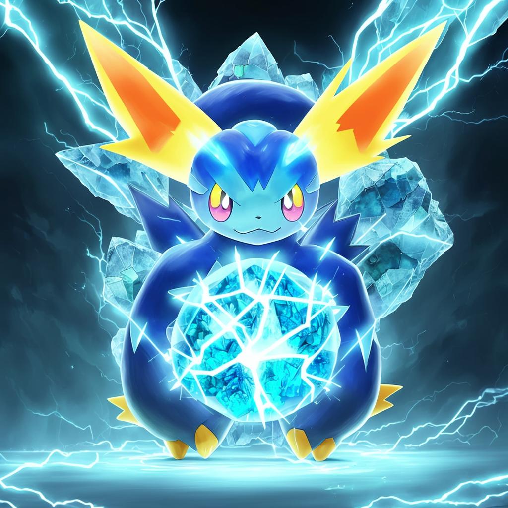Electric Pokémon inspired by a thunderstorm trapped inside a crystal geode